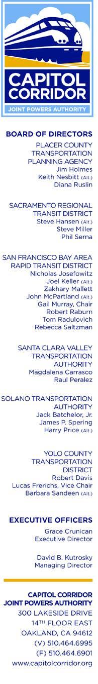 April 20, 2016 The Honorable Brian Kelly Secretary, California State Transportation Agency 915 Capitol Mall, Suite 350B Sacramento, CA 95814 SUBJECT: CCJPA FY 2016-17 FY 2017-18 Business Plan Update