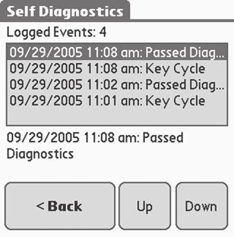Table 1 lists the possible diagnostic codes and corrective action. 5. Touch the button labeled Down to scroll down through the recorded events. Figure 7 Figure 8 2.