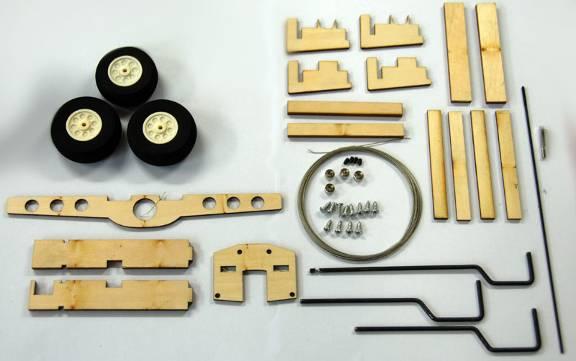 The retract kit includes the following items: 1x Nose wheel 1x Nose wheel strut 2x Main wheels 2x Main wheel strut 1x Nose former set including: 1x Forward former (3mm) 2x Retract plates (4mm) 1x