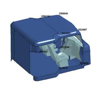 Simplified model of truck cabin and Finite element models of dummies The cabin model of the tractor-van trailer was extracted and used to develop the cabin-only model.