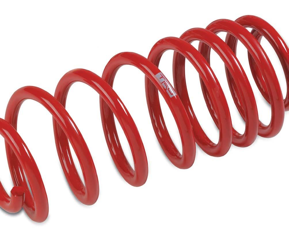 Durable red powder coat finish provides superior corrosion resistance Features TRD-developed proprietary spring rates (linear in front, progressive in rear) Designed to work with stock struts
