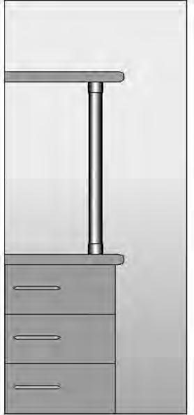 Between a worktop and a sloping ceiling Between a worktop and a canopy Fixed to a cabinet Bracket for wall fixing, large