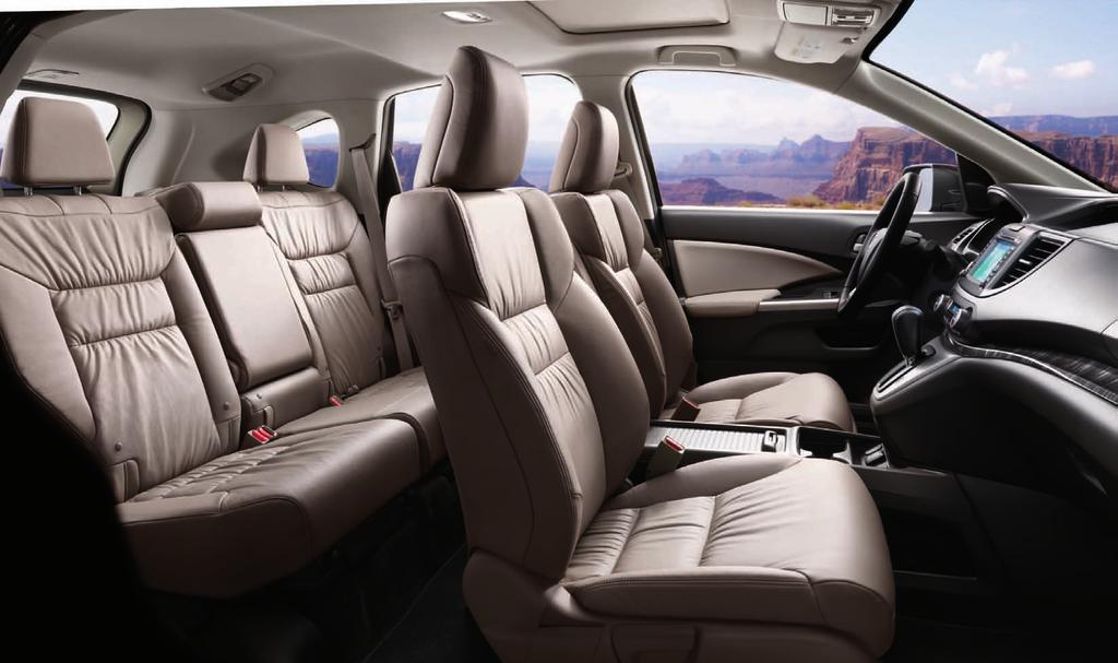 On EX-L models, leather-trimmed seats add a touch of luxury for everyone, and the front seats have built-in warmers, making shotgun