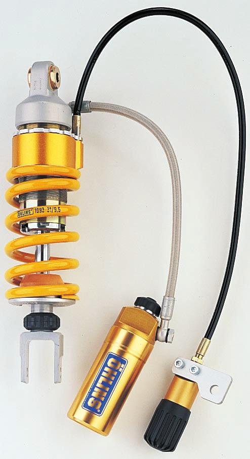 Öhlins shock absorber 46 HRCS Your Öhlins shock absorber type 46 HRCS features the following adjusters: Compression damping adjuster Adjustments are made on top of the reservoir.
