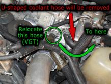 Remove the cooler from the aluminum boost supply tube that was on the factory turbocharger system.