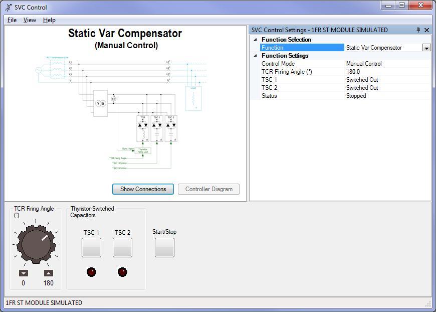 Static Var Compensator (SVC) Control Function Set 581458 (9069-80) The Static Var Compensator (SVC) Control Function Set enables the following devices required for the study of SVCs to be implemented