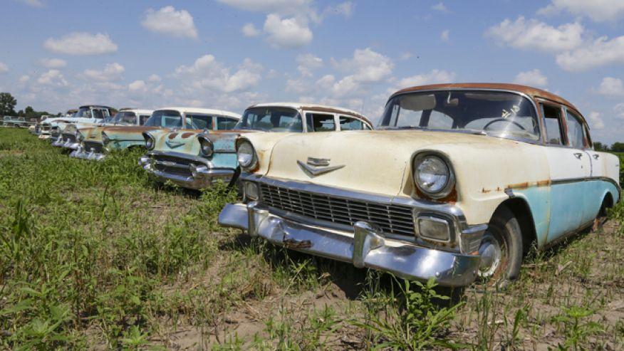 Vintage Chevy auction to deal in low-mileage gems In this Aug. 12, 2013 photo, Chevrolet automobiles are lined up in a field near the former Lambrecht Chevrolet car dealership in Pierce, Neb.