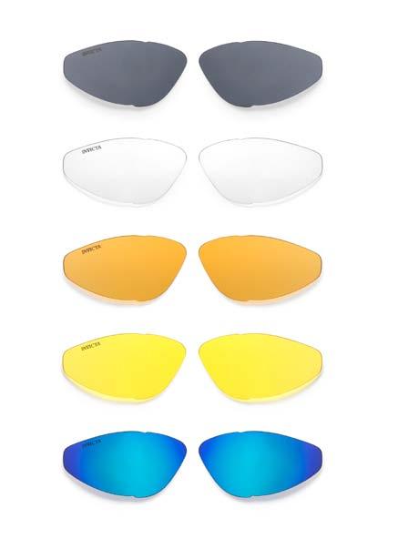 Interchangeable lenses Smoke Policarbonate lens. Adapts to any activity under the sun. Absorvency factor 3 Transparent Policarbonate lens.