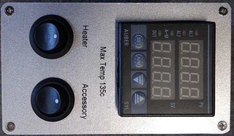 Control Box Temperature Controller Heater element on indicator Set button (Used to program the controller, this button is