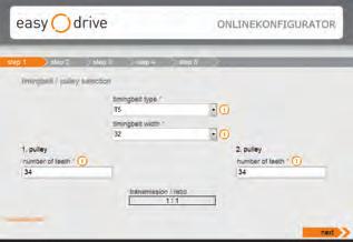 Online Configurator easy drive Five steps, one goal.