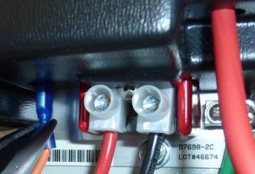 Step 23: Reattach the Red and Black wires from the J1772 cable to the GFCI connector as shown here (note color orientation).