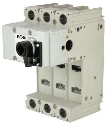 3-pole 200 and 400 A switch. The side rotary mechanism does not provide for door interlock nor local lockout/tagout capability.