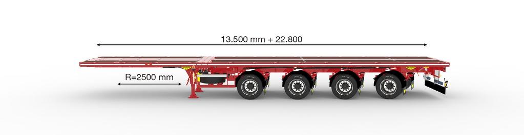 4-axle hydraulically operated flat trailer The 4-axle flatbed semi-trailer makes it easy