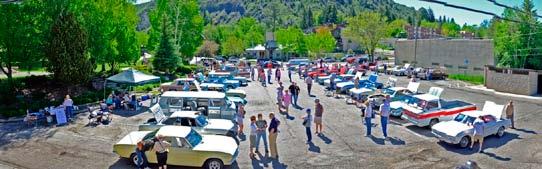 Page 4 Mid Continent Corvair Association Newsletter June 2015 A panoramic photo of the Saturday morning car show in the parking lot for Rotary Park downtown.