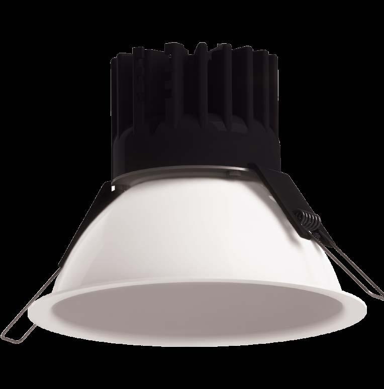 Venturi Elements Value Range of Recessed High Output Downlight v5_3_03a One piece low profile curved reflector for subtle lit effect Thin profile white reflector blends with ceiling