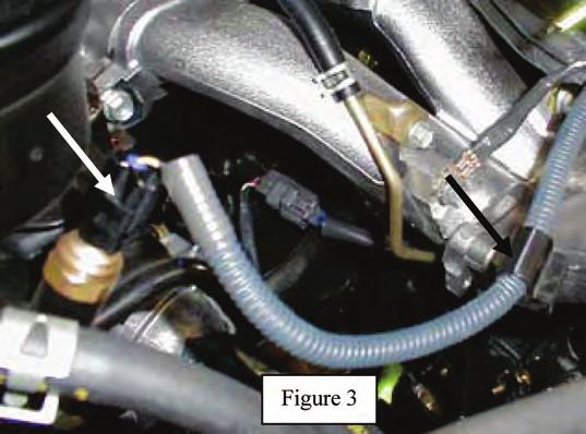 6. Disconnect power steering idle-up connector from the sensor and also the wiring from the intake manifold bracket.