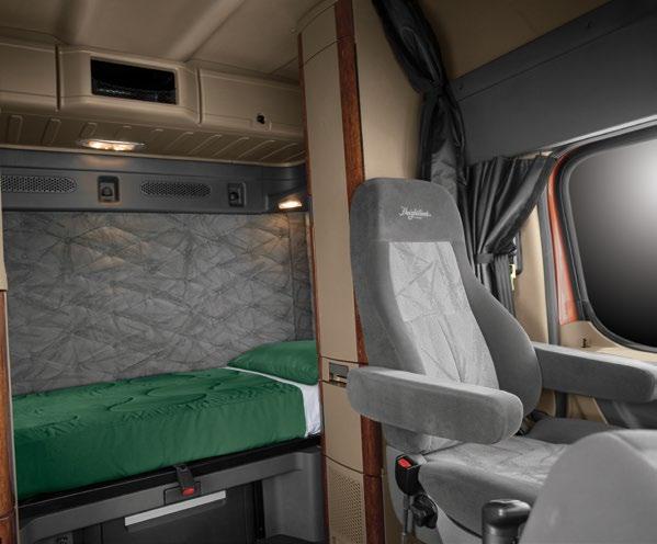 Whether you choose a mid- or raisedroof configuration, the Cascadia s sleeper is spacious and highly efficient.