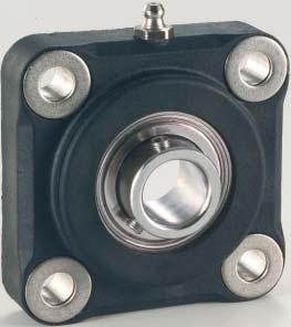 UCF STANDARD COMPONENTS Housing in reinforce polyamie (Housing in reinforce polypropylene available on request). Ajustable chrome steel or stainless steel ball bearing, pre-lubricate.