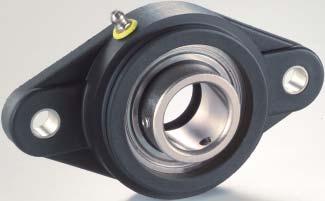 UCFH STANDARD COMPONENTS Housing in reinforce polyamie (Housing in reinforce polypropylene available on request). Ajustable chrome steel or stainless steel ball bearing, pre-lubricate.