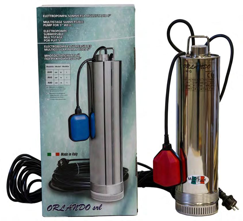 ORLANDO srl 5 SUBMERSIBLE MONOBLOC PUMP APPLICATIONS Multistage Submersible pump, designed to handle clean water at a maximum temperature of 35 C.