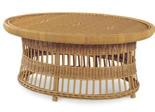 OCCASIONAL TABLES AE-D40-85 Mainland Wicker Oval Cocktail Table w/tempered glass W 40 D 32 H 18