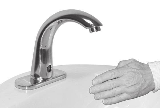 TEST INSTALLED FAUCET TO ENSURE A LAMINAR WATER FLOW, the air must be slowly purged from the spout. To do so, cover the SENSOR () while slowly opening the water supply valves.