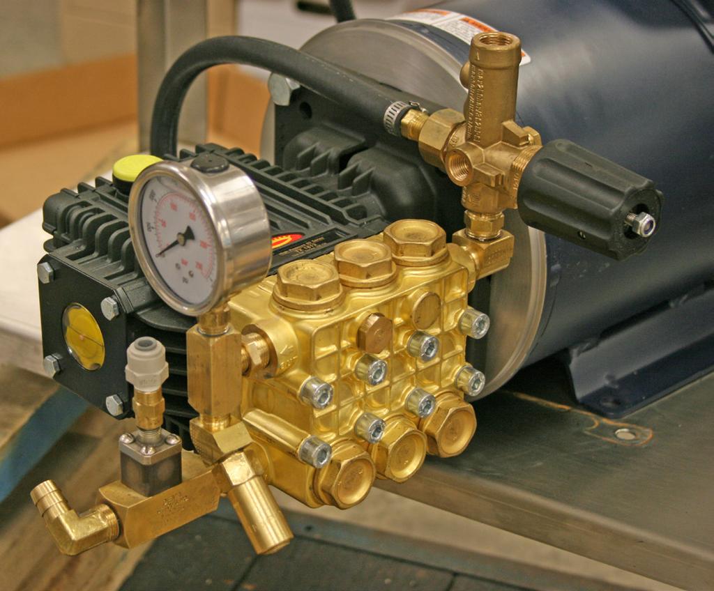 Pressure can be adjusted by turning handle in regulating unloader valve. (see fig. 1-B) Turn handle clockwise to increase pressure or counterclockwise to decrease pressure.