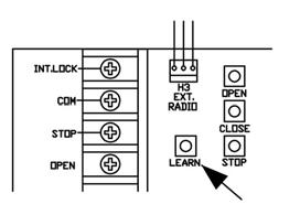 22 PROGRAMMING THE ON-BOARD RADIO RECEIVER Warning: During programming, door operator will activate. Keep people and objects away from door. 1. Connect power to door operator. 2.