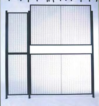 Mesh: 10 gauge wire woven into 2" x 1" rectangular openings. Frame 1-1/4" x 1-1/4" x 1/8" steel angle. Custom size panels available.