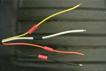 the orange, yellow, and black wires.