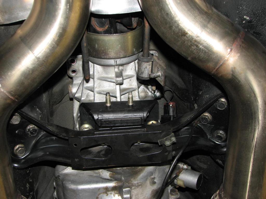 Picture shows where stock exhaust mount has been removed to give added