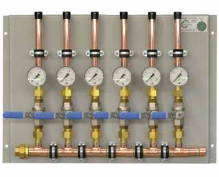 One shut-off valve and manometer in each case Fully fitted on mounting plate Inlet size 1: Outlet size 1: Inlet size 2: Outlet size 2: Inlet size 3: Outlet size 3: copper pipe Ø 22 mm copper pipe Ø