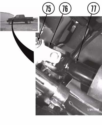6. Inside the cab. Ensure steering shaft does not turn independently of the steering gearbox.
