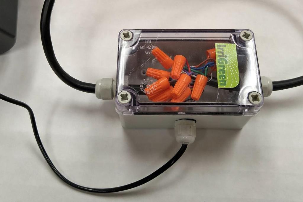 Waterproof Connections Required IrriGreen Systems are Data Driven Protect all Connections With a Waterproof Junction Box* or Valve Box IrriGreen Junction Box protects sheathed wire into, and out of,