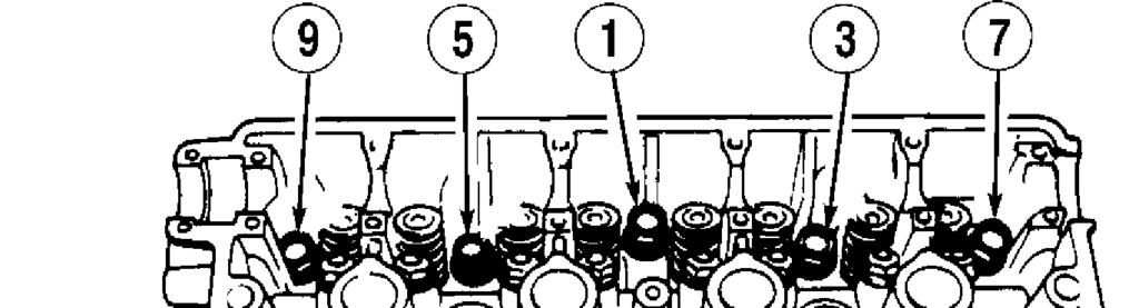Fig. 6: Tightening Sequence For Cylinder Head Bolts (2.2L SOHC) Courtesy of American Honda Motor Co., Inc. Removal (2.2L DOHC & 2.3L) 1) Disconnect battery negative cable. Drain cooling system.