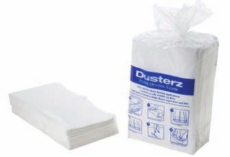DUSTING CLOTHS Dusterz Anti-Static Dusting Cloths Made from a blend of Polyester and Rayon fibers that are processed through hydroentanglement with no binders creating a strong, soft material.