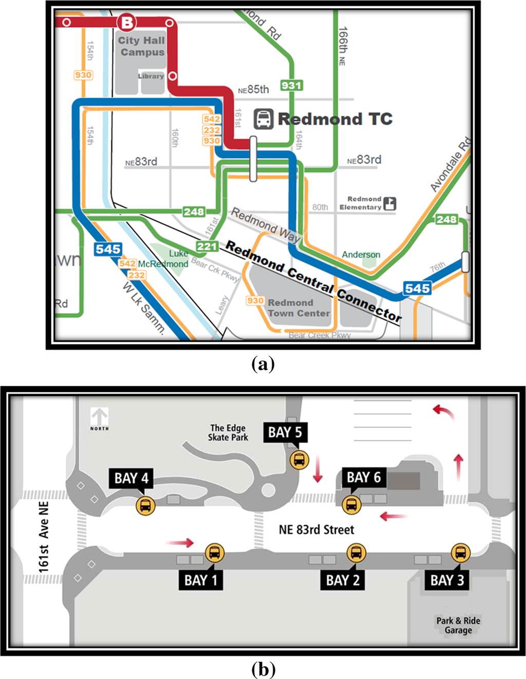 Fig. 2 Transit services at Redmond. a Buses that go through Redmond Transit Center (source http://www. redmond.gov/common/pages/userfile.aspx?fileid=160128).