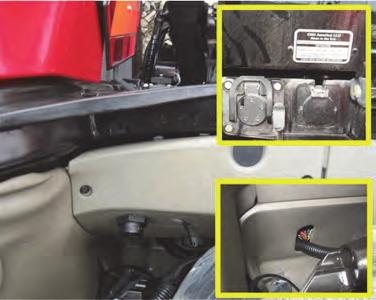 Outside the cab (Figure 2d top inset), use cable ties ER to secure cables with other cables or plumbing when routing the cables to the steering controller connectors or the battery. f.