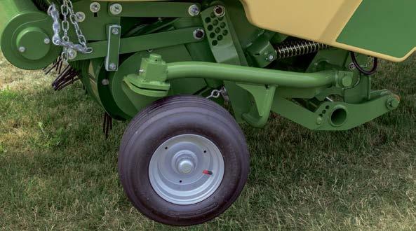 These castering guide wheels adjust without tools to alter the pick-up height