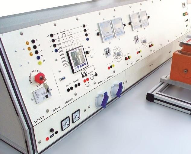 ES09-01 Power Bench: General Material Pockets The power bench is provided with a 30 mv-25 A 4-pole leakage current circuit breaker, phase indicator lamps, an emergency stop button and two