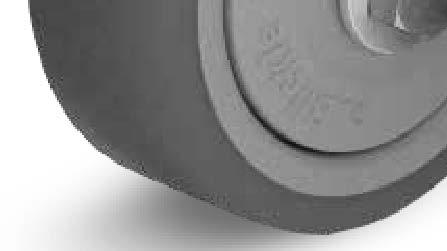 Wheels: PATH series - Tread: Made of high-quality thermoplastic polyurethane, 94 Shore A, dark grey, low-noise operation, low rolling and swivel resistance, good