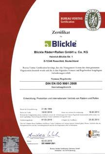 Certificate awarded to Blickle Räder+Rollen GmbH u. Co. KG Heinrich-Blickle-Str.