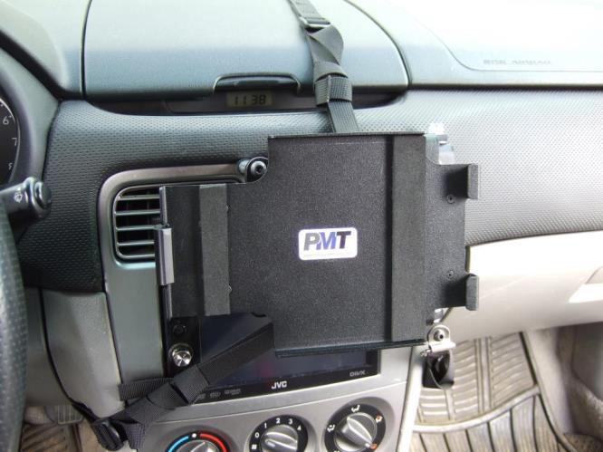 The hinged side bracket allows for swing out to provide easy access to vehicle controls.
