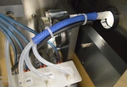 Amylase Protease AMG h. Secure cable ties around the blue E. S. and the black HCl tube.