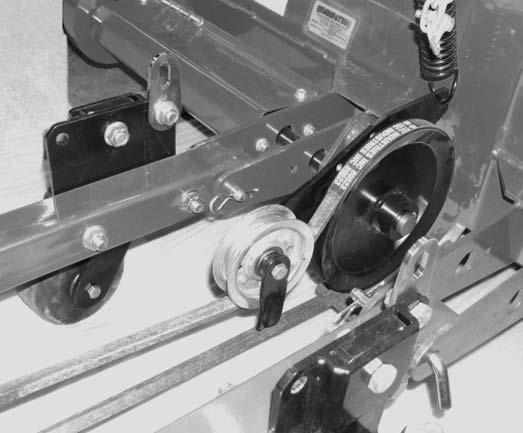 Attach the belt (89523) to the snow thrower drive pulley Route belt (from the driver s position) from the left side of the smaller inter-frame pulley (located under the large inter-frame pulley), to