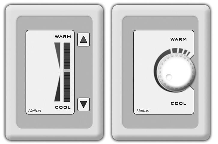 CONTROL PANEL FEATURES Halton Marine HMF cabin units are available with three different control panel models; with rotating knob, push buttons with LED bar graph (available as option: IP54) and push