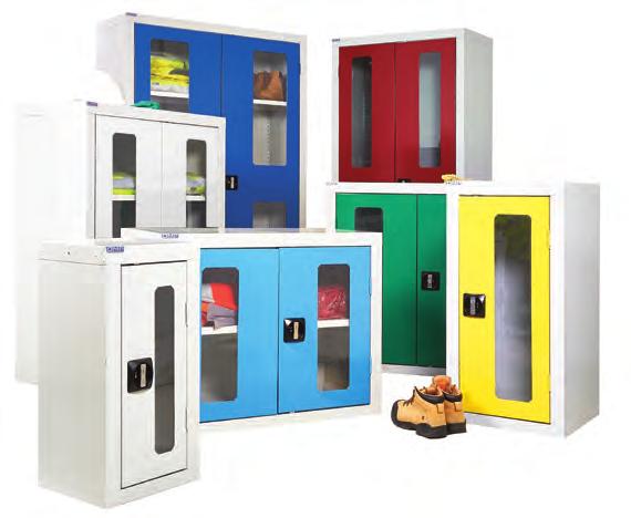 VISION DOOR CUPBOARDS Secure locks and strengthened doors means security is not compromised with these Perspex door cupboards.