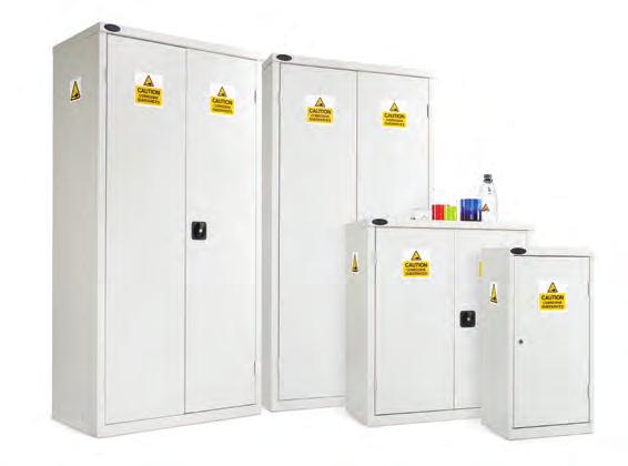 INDUSTRIAL CUPBOARDS Durable epoxy polyester coating giving a surface resistant to most acids and alkalies ACID & ALKALI STORAGE CUPBOARDS Robust all steel construction Doors and body in white 201.