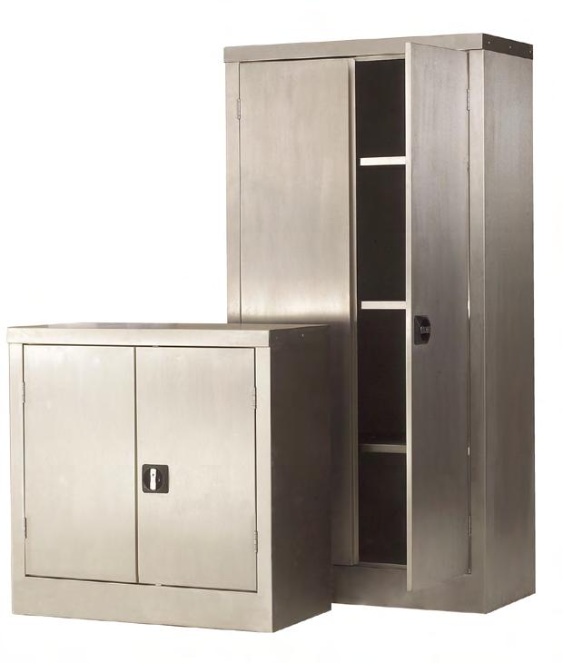 There is a choice of a low or full height cupboard and extra shelves are available. STAINLESS STEEL CUPBOARDS These Stainless Steel cupboards are designed and manufactured for clean environment use.