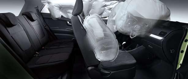Pretensioners on the front seatbelts limit the body's movement, while load limiters reduce the
